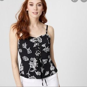 Le Chateau Lace Up Floral Print Bustier Top